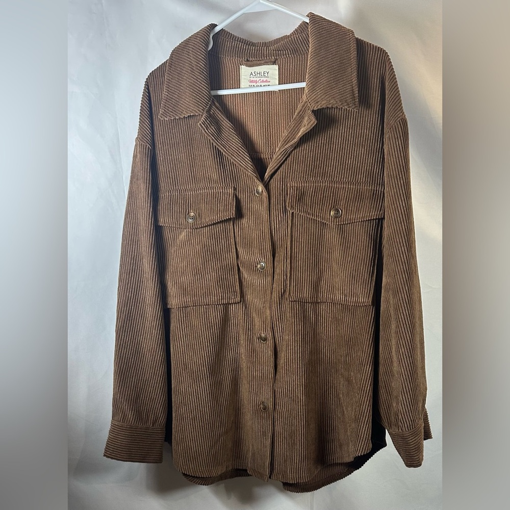 đAshley By 26 International Corduroy Button-Down Shirt - Brown - Picture 2 of 9